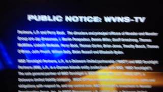 A public notice on WVNS after Fox 59 News at 10 on the weekend