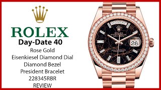 ▶ Rolex Day-Date 40 Rose Gold Eisenkiesel Diamond Dial & Bezel President Bracelet 228345RBR - REVIEW