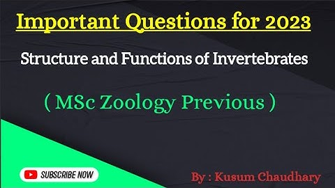 Important Questions For 2023 : Structure and function of Invertebrates (MSc Zoology Previous)|kusum