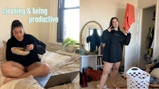 CLEANING MY STUDIO APARTMENT: living alone & being productive