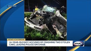 16-year-old boy accused of crashing two stolen cars, leading police on chase