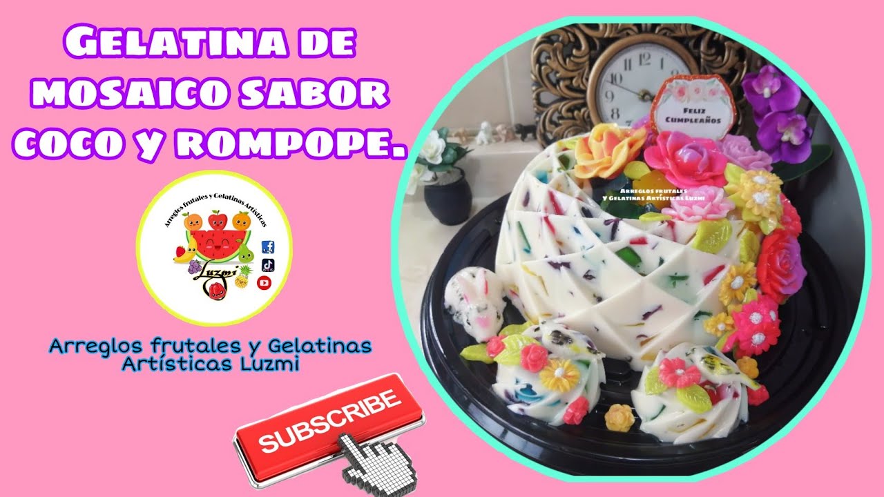 Gelatina de mosaico sabor coco y rompope. YouTube
