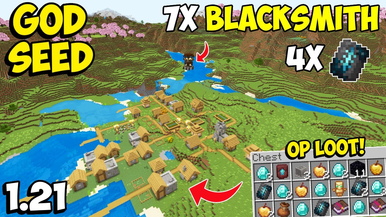 🔥 Ultimate [God Seed] For Minecraft 1.21 Bedrock & PE | Five Blacksmith Village Seed Bedrock 1.21.93