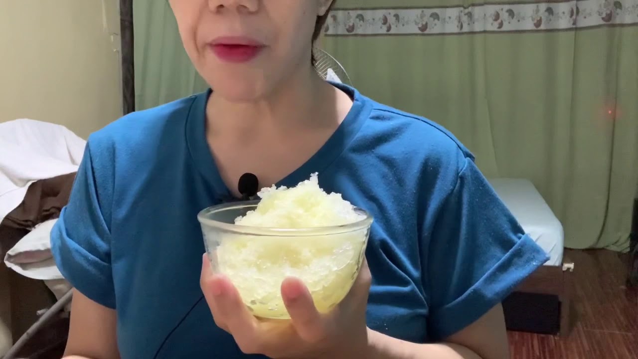 ICE EATING ASMR FLAVORED REFROZEN SHAVED ICE - YouTube