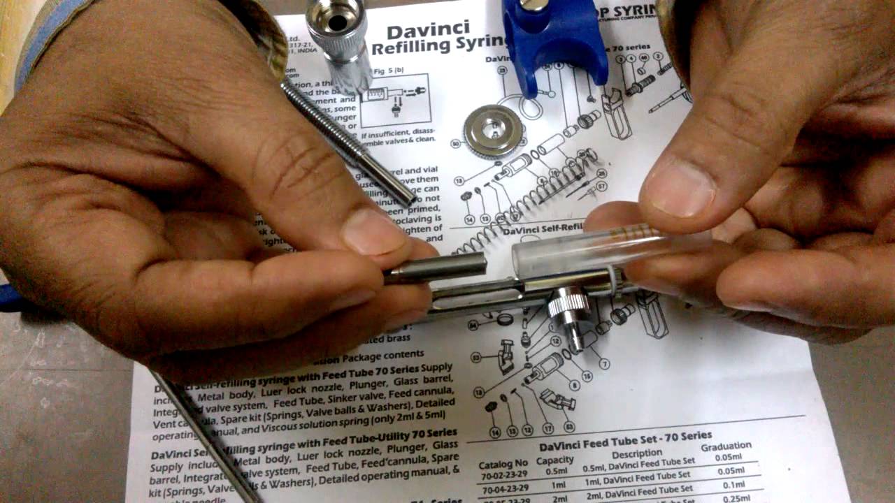 DaVinci Self Refilling Syringe FTS 3 Dismantle and assemble of the Syringe Hindi YouTube