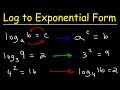 Writing Logarithmic Equations In Exponential Form