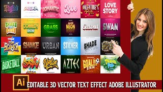 Editable 3D Text Effect Vector Illustrator Part 28 | How to Edit Texteffect In illustrator