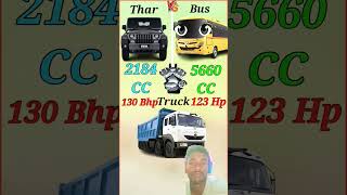 Mahindra Thar vs bus and dumphar luxury comparison short video #tractor #viral #farming