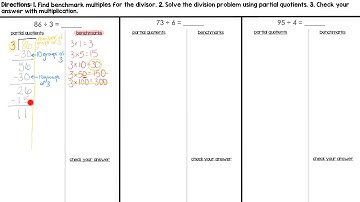 2-digit divided by 1-digit - partial quotients
