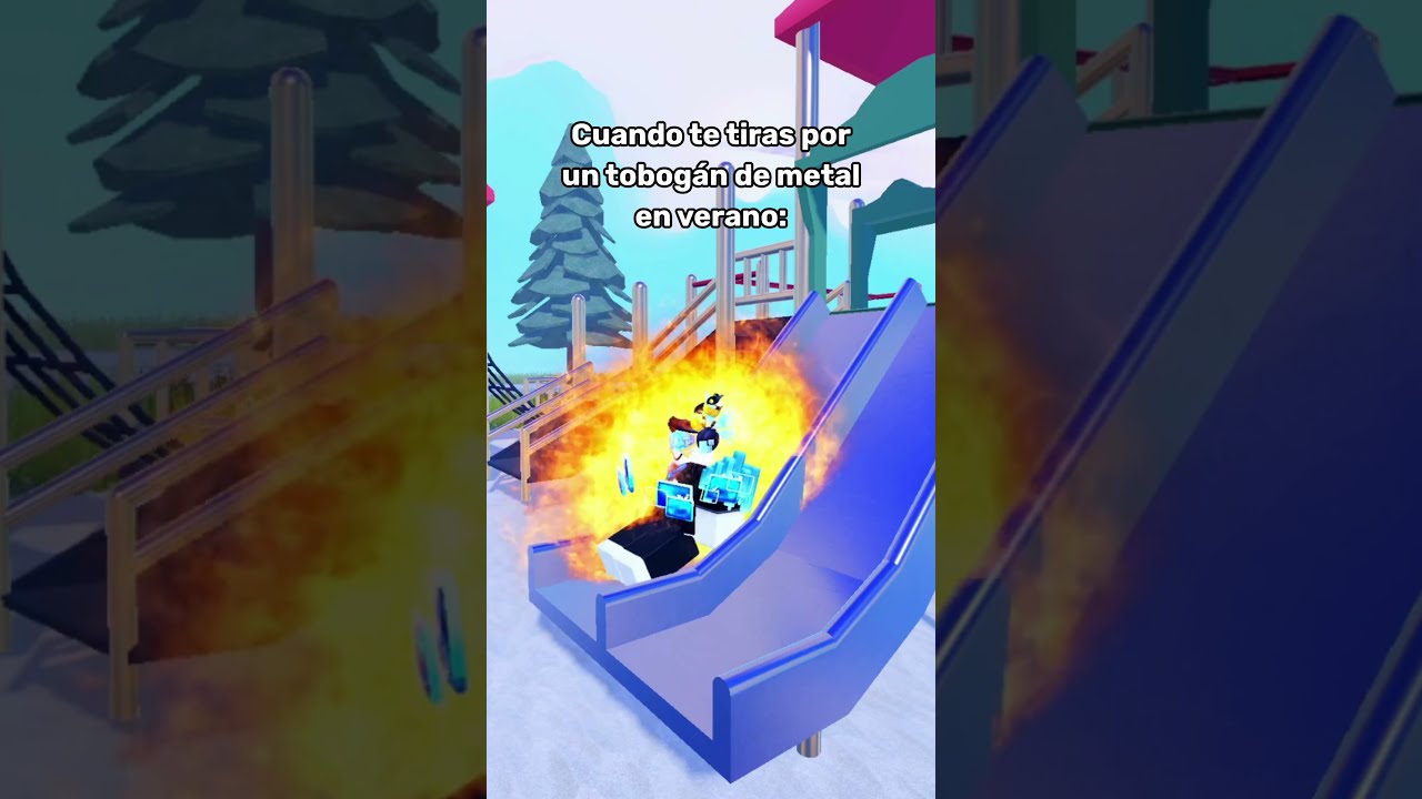 Cuando te tiras por un tobogán de metal en verano: 🔥☀️  #roblox #humor #verano
