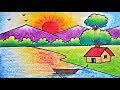 Very Easy Scenary Drawing | How to Draw Simple Scenery for Beginners