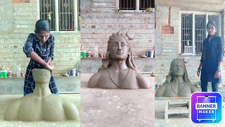 Aadiyogi shivan statue work with clay making🙏🙏🙏