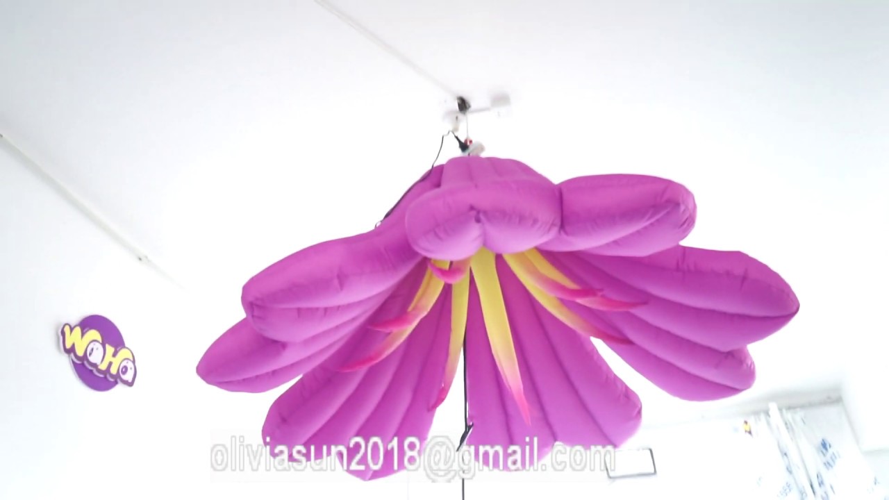 Customized Pink LED Inflatable Sunflower Lighting Pendent Artificial