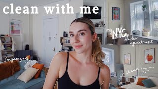 clean my TINY nyc studio apartment with me (realistic)