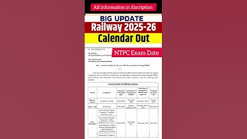 Rrb ntpc official calendar, rrb ntpc 2025 exam date #rrbntpc2025 #rrbntpcupdate