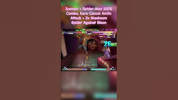 MvC2: Iceman + Spider-Man 100% Combo, Kara Cancel Arctic Attack + 2x Maximum Spider Against Bison