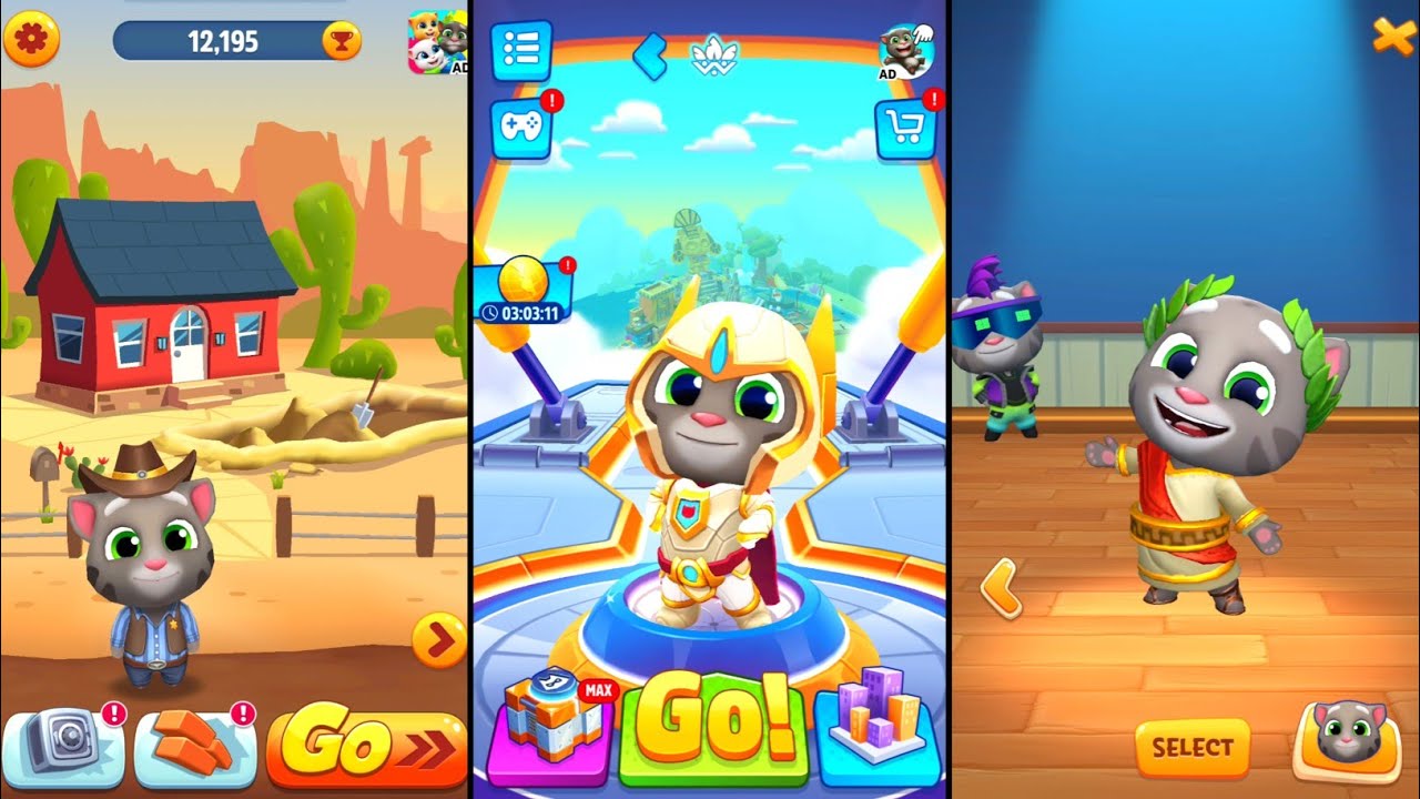 Talking Tom Gold Run Wild West Cowboy Tom vs Tom Hero Dash Platinum Tom