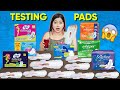 Live Testing Different Pads कौन सा सबसे घटिया Worst & Best Pads Dryness Test🤔 TEMPON & MENSTRUAL CUP