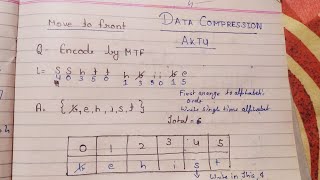 Move To Front | Data Compression | Aktu | 6th Semester | Btech |