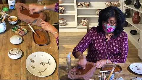 Carolyn Concho of Acoma Pueblo Live pottery making...
