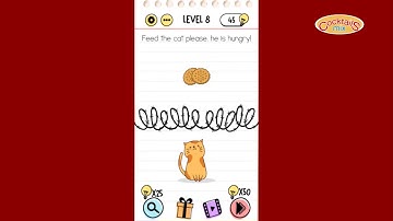 Brain Test Level 8 solution Feed the cat please, he is hungry!