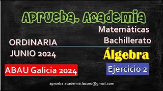 ABAU ORDINARIA 2024-GALICIA-MATEMÁTICAS II- Ejercicio 2 de  Álgebra. Aprueba Academia