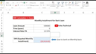 EMI Calculate In ms Excel Excel Tutorial