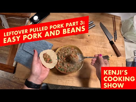 Pork and beans from leftover pulled pork, from the video