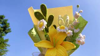 Handmade Crochet Lily And Tulip Flower Bouquet