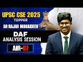 A R Rajah Mohaideen || DAF Analysis Session || AIR 07 || #thedhronasias #upsc2025 #upsc