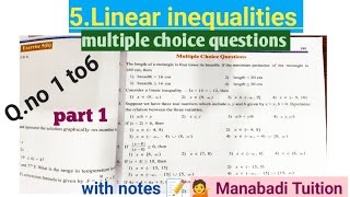 Inter 1st year chapter5|👉Linear inequalities |Multiple choice Questions |Q.no1 to 6| part 1| CBSE|