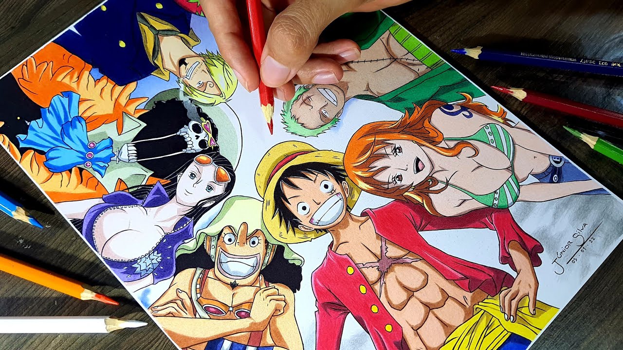 Speed Drawing Luffy And Sua Tripulação One Piece Youtube