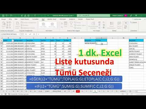Excel 1 Dakika - Liste Kutusunda TÜMÜ seçeneği