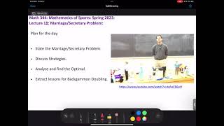 Math344Sp23 Lec12 MarriageSecretaryProblem Math344Sp23 Lec12 MarriageSecretaryProblem
