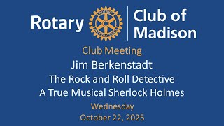 October 22, 2025 Jim Berkenstadt   The Rock and Roll Detective. A True Musical Sherlock Holmes.