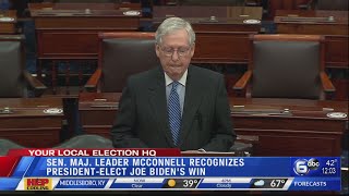 GOP leader McConnell finally acknowledges Biden won election