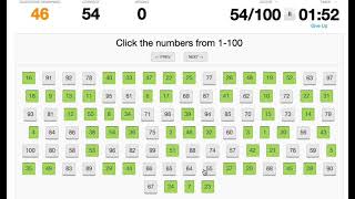 Sporcle | Clickable 1-100 Mines in 3:17