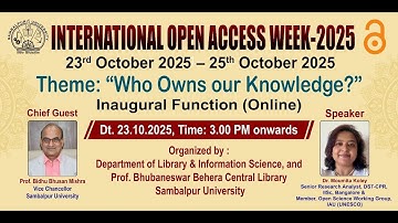 International Open Access Week-2025 (Inaugural Lecture)