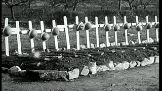 Temporary cemeteries for fallen American soldiers in France during World War 1. HD Stock Footage