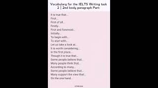Vocabulary for the IELTS Writing task 2 | 2nd Body paragraph ielts  ieltswritingtask2 ieltstips
