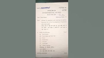 ENVIRONMENT STUDIES B.A 2 sem previous year question paper kuk University