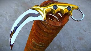 Crafting a Mirror-Sharp Karambit from a Rusty Coil Spring!