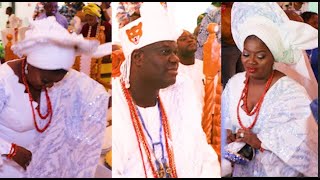 So Colourful! Watch Ooni of Ife and His Wives’ Grand Entrance to Their Son’s Naming Party!