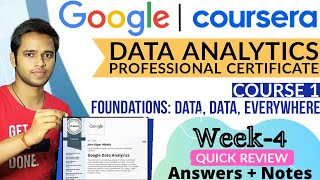 Google Data Analytics Answers | Foundations: Data, Data, Everywhere | WEEK-4 Reviews & Answers