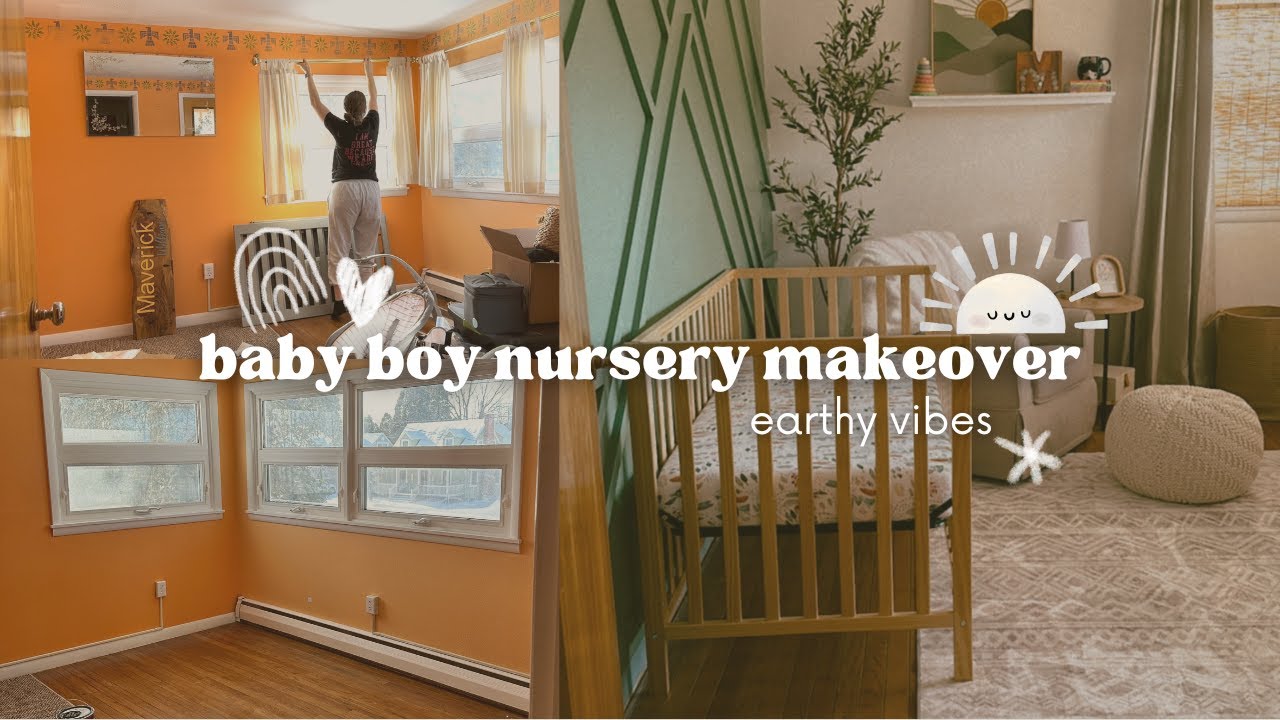 BABY BOY NURSERY MAKEOVER | earthy nursery | nursery accent wall | room makeover