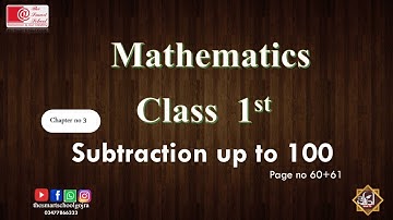 Class 1 Maths Chapter number 3 Subtraction up to 100 page number 60 +61 || The  Smart School Gojra