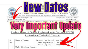MHT CET 2020 CAP Engineering And B. Pharmacy dates Extended