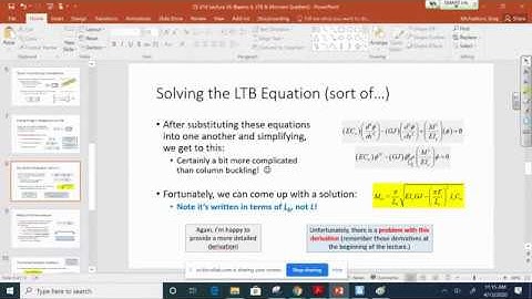 CE 414 Lecture 36a:  LTB & Moment Gradient Modifiers (2020.04.13)