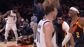 LUKA DONCIC & KYRIE CANT STOP TALKING TRASH TO SGA! THEN LUKA MOCKS HIM FROM SIDELINE!