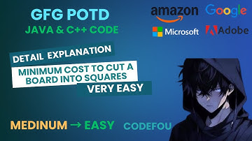 Minimum Cost to cut a board into squares | GFG POTD | GFG | Java & C++ code | 13-09-2025